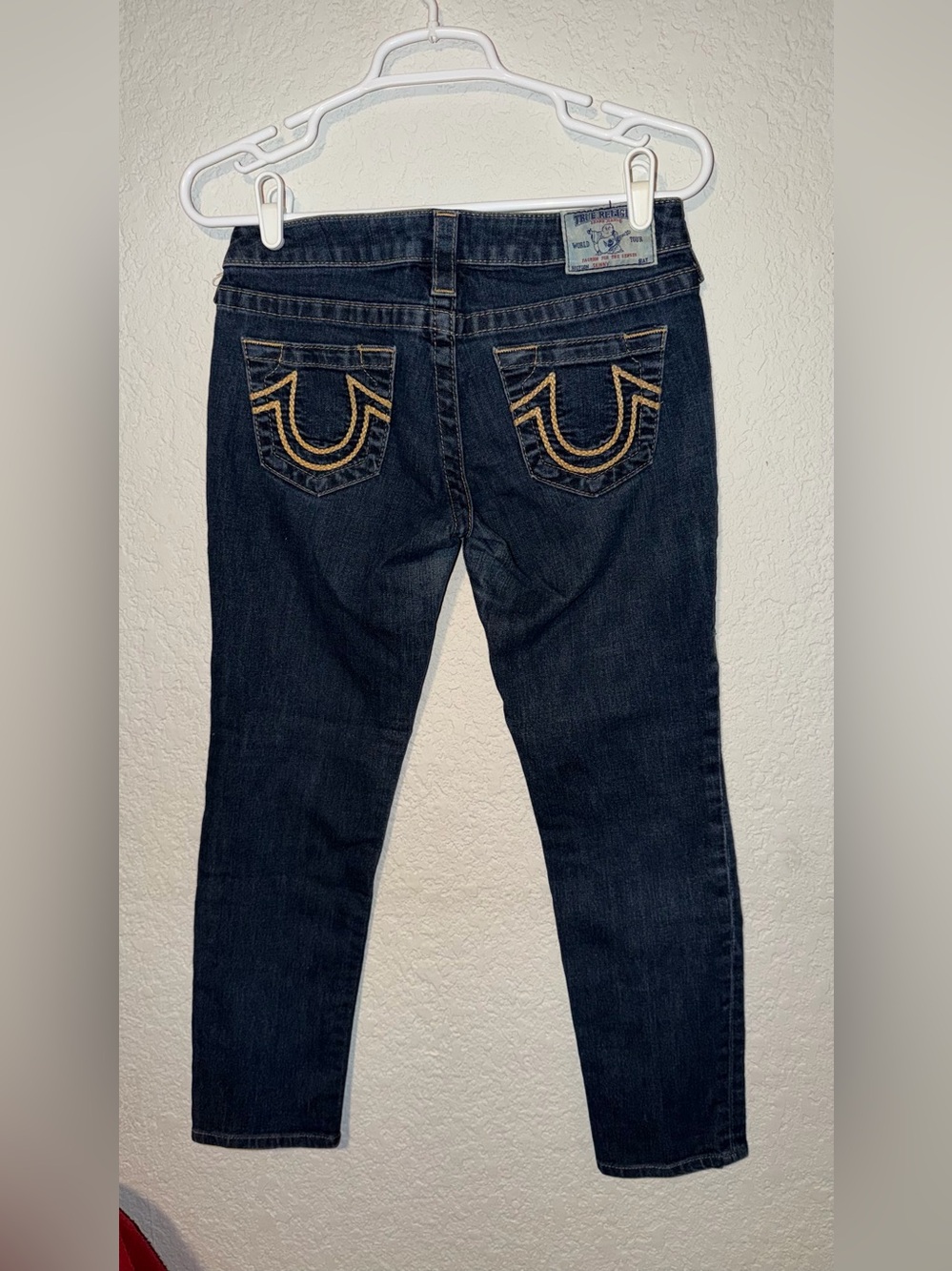 True Religion Indigo Skinny Jeans with Gold Stitching